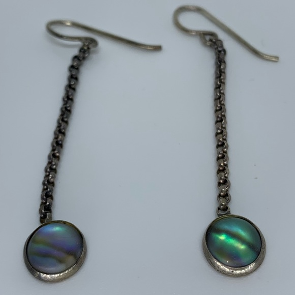 Abalone Sterling Silver Drop Earrings - Picture 2 of 3